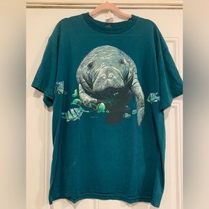 Vintage Manatee Habitat Ocean Sea Wrap Around T-Shirt - Size XL